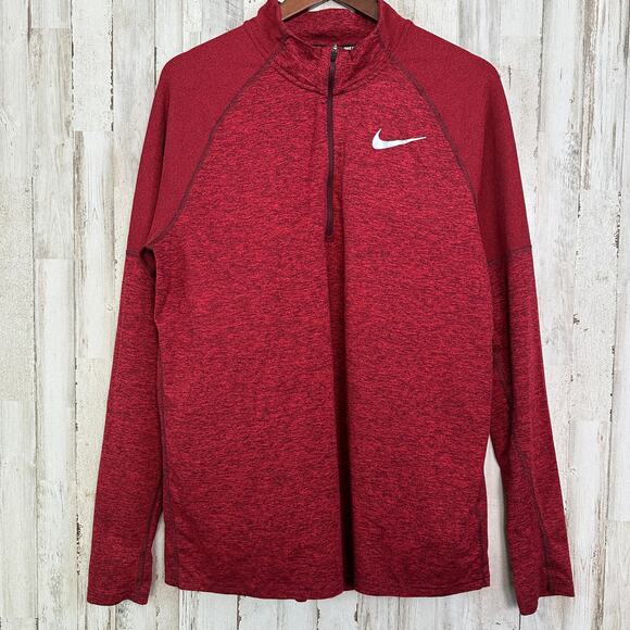 Nike Element Running Pullover Mens Large Red Long Sleeve Half Zip Sportswear EUC - Picture 1 of 10